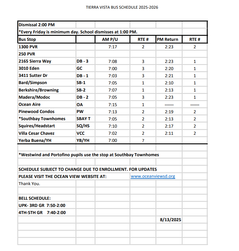 Bus Schedule